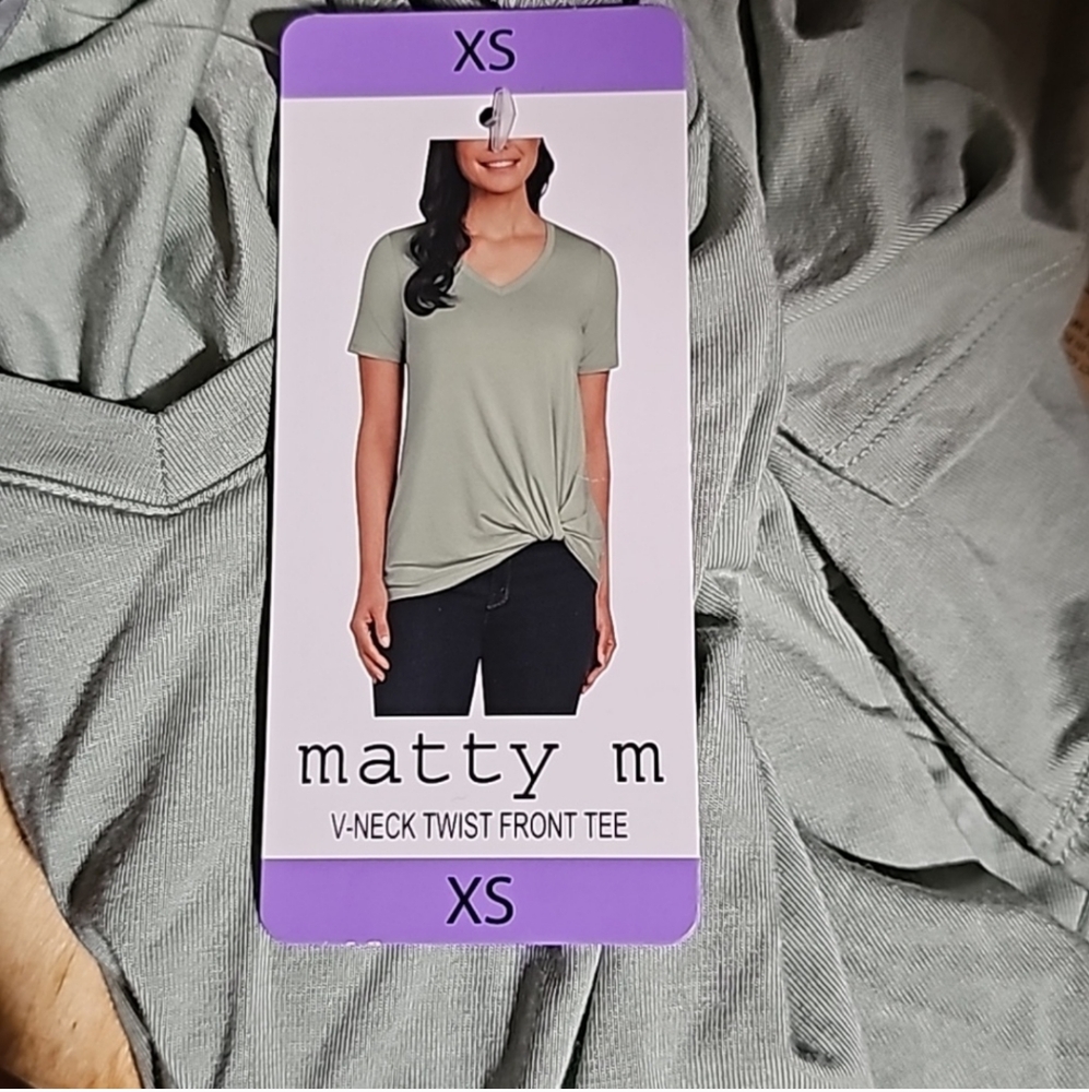 Matty m ladies v-neck twist front tee top